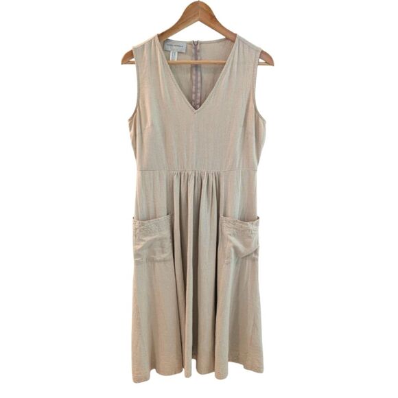 Donna Morgan Cottagecore Sleeveless Linen Blend Dress Beige 6P - Picture 1 of 12